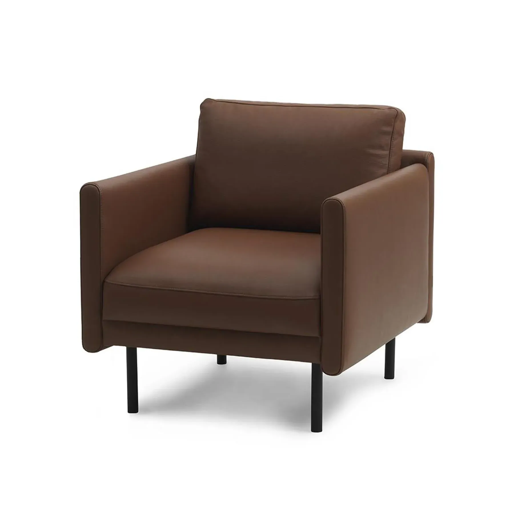 Armchair with Wooden Frame - Cognac, Leather image