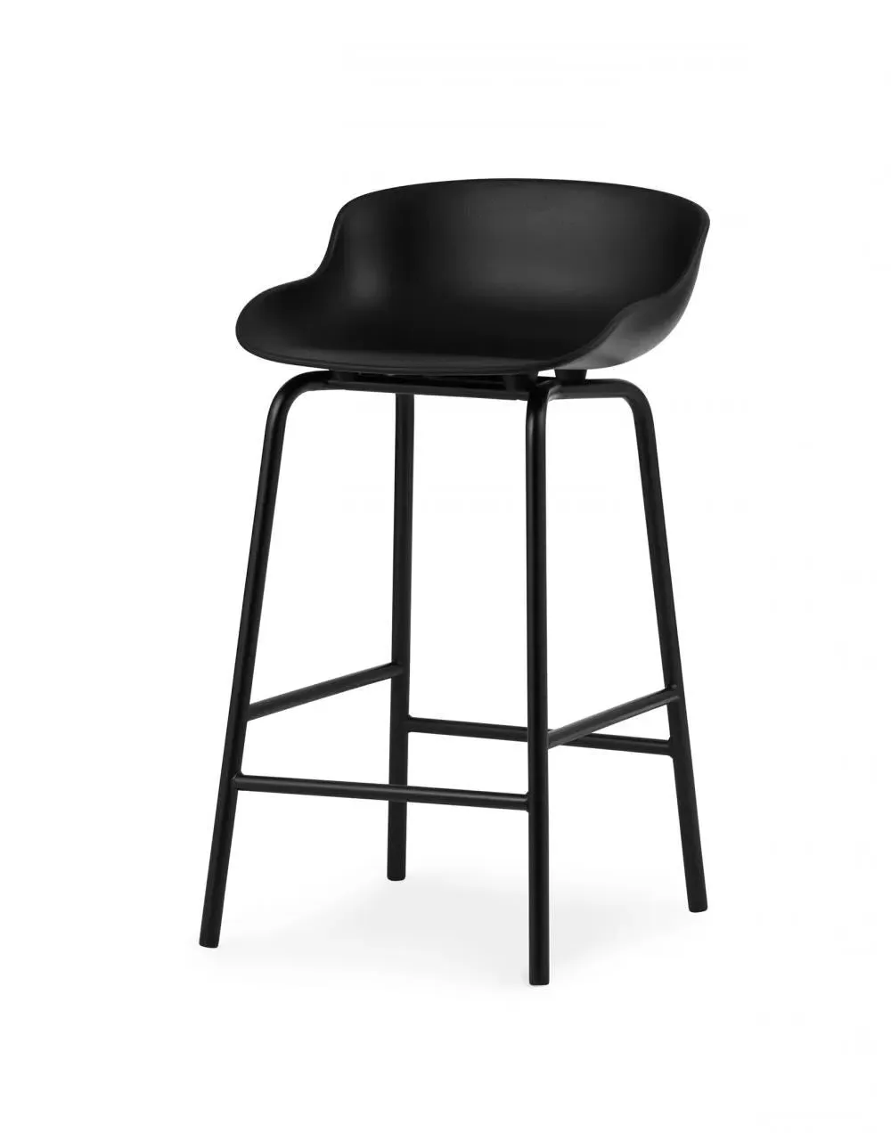 Bar Stool with Curved Back - Black image