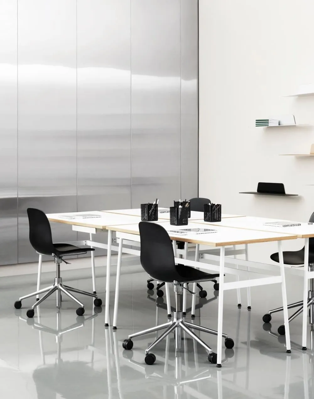 Compact Desk with Drawer - White, Steel