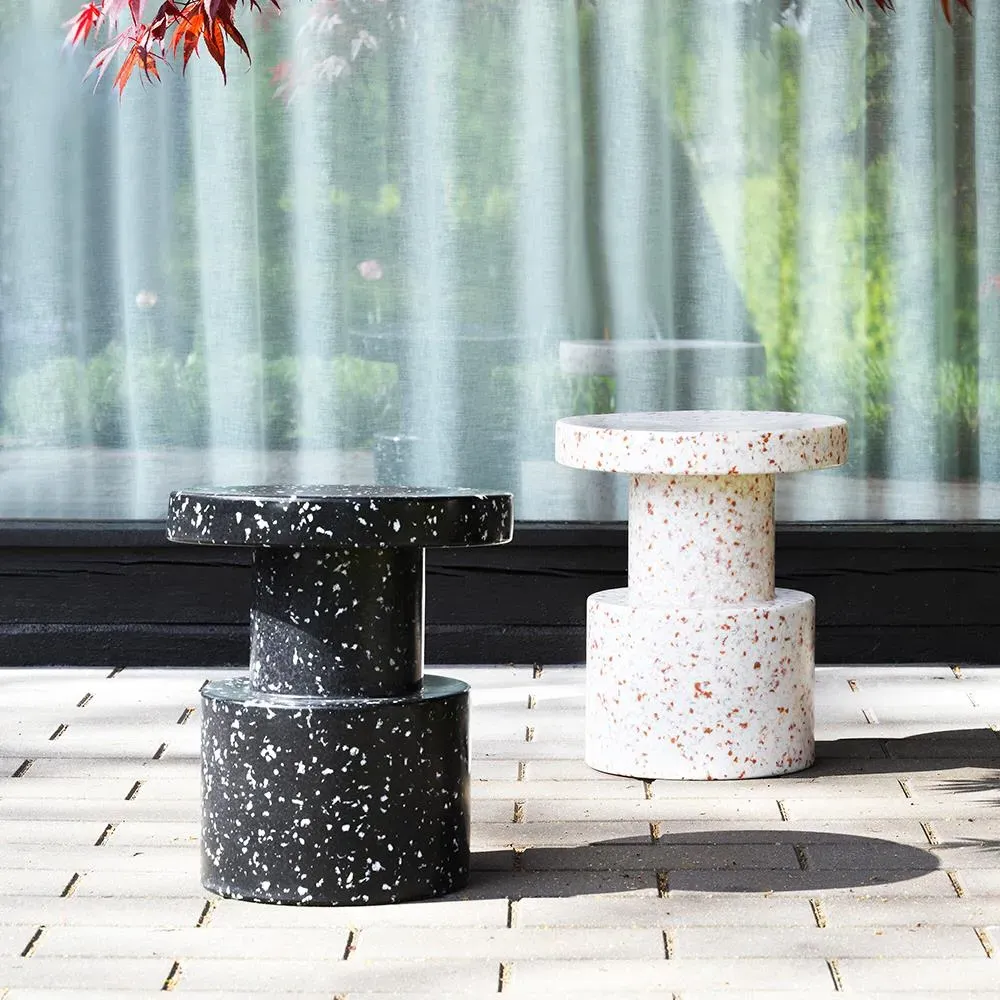 Cone Bit Stool - Black/White, Recycled Plastic