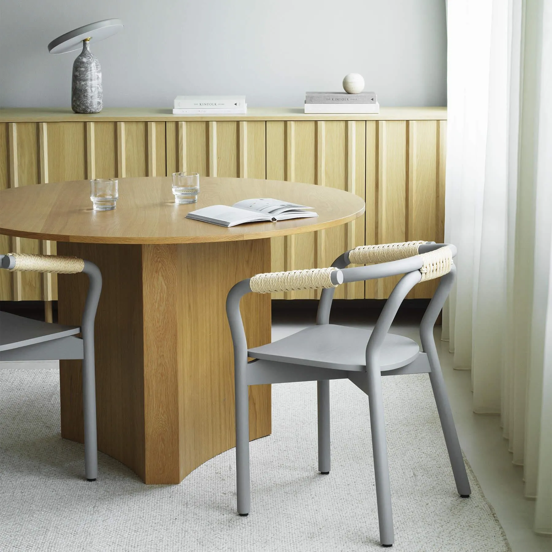 Dining Chair with Paper Cord - Grey, Wood