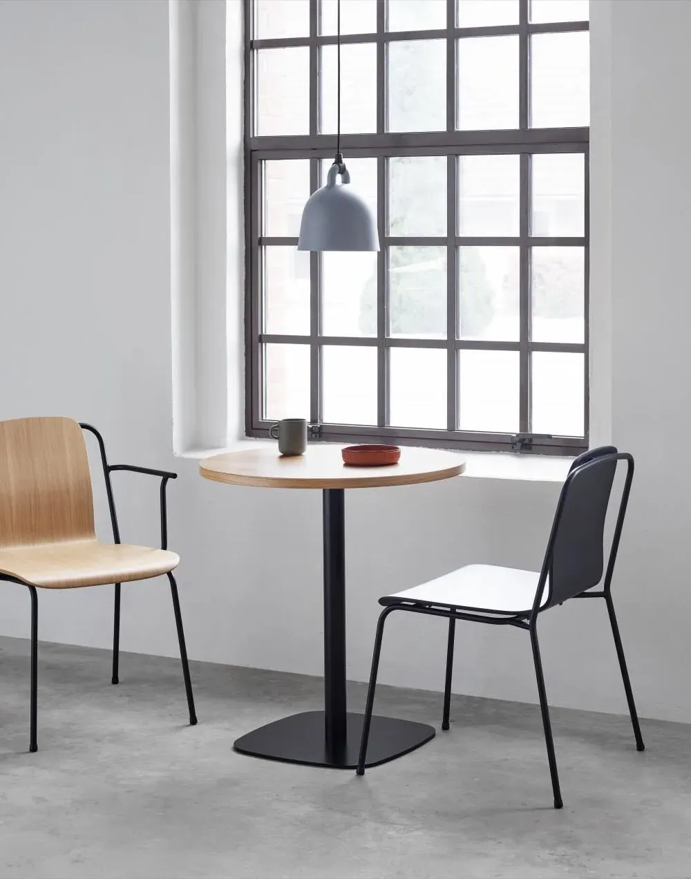 Dining Chair with Steel Frame - Brown, Veneer