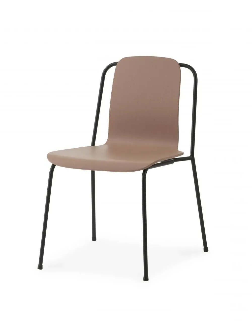 Dining Chair with Steel Frame - Brown, Veneer