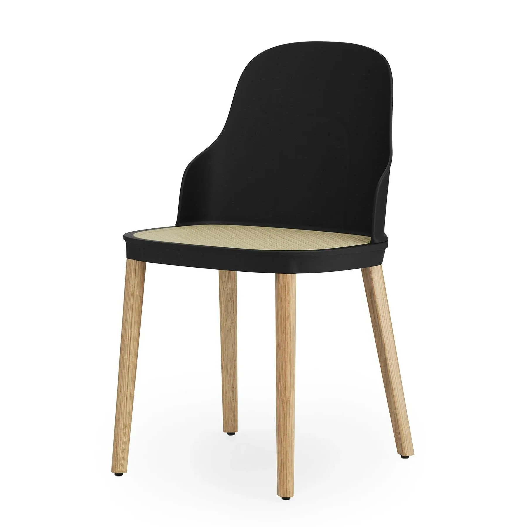 Dining Chair with Wicker Seat - Black, Polypropylene