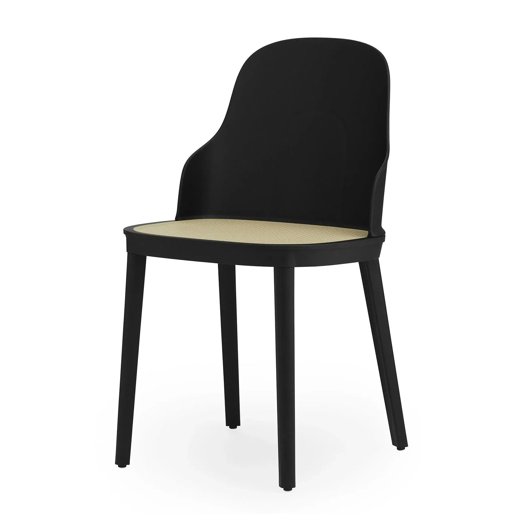 Dining Chair with Wicker Seat - Black, Polypropylene image