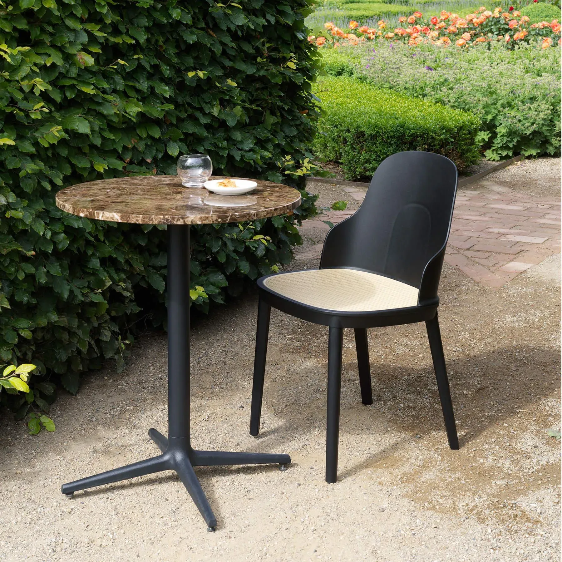 Dining Chair with Wicker Seat - Green, Polypropylene