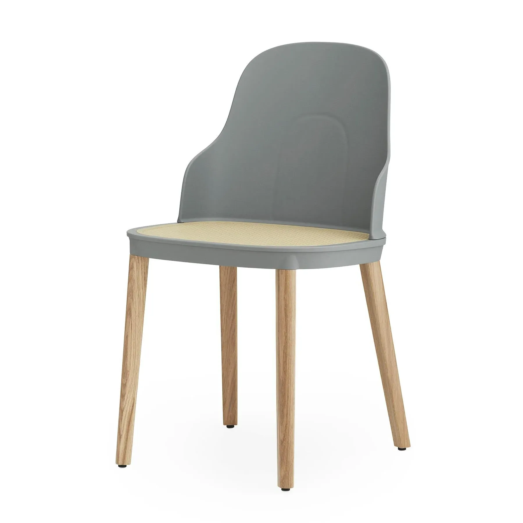 Dining Chair with Wicker Seat - Grey, Polypropylene