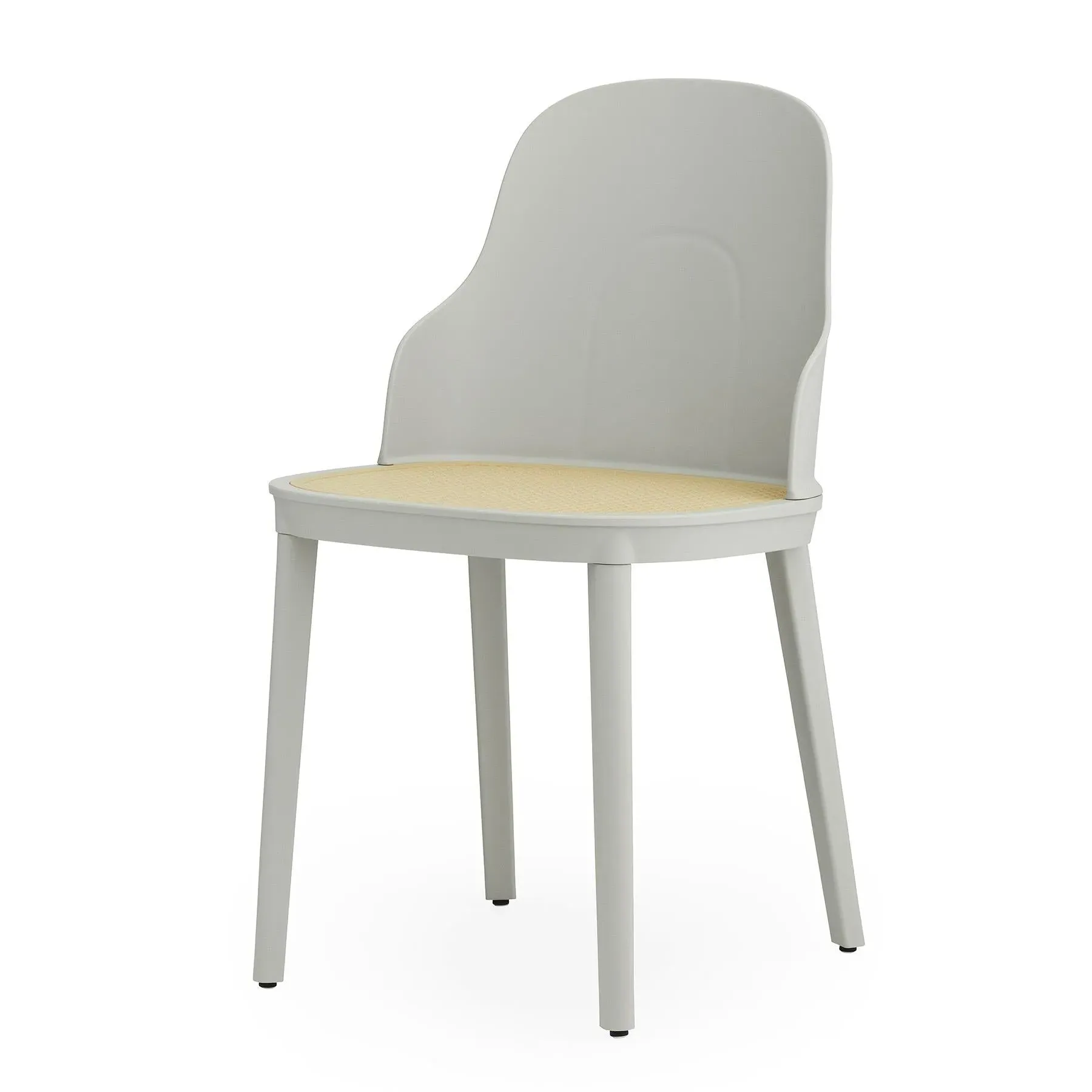 Dining Chair with Wicker Seat - Grey, Polypropylene
