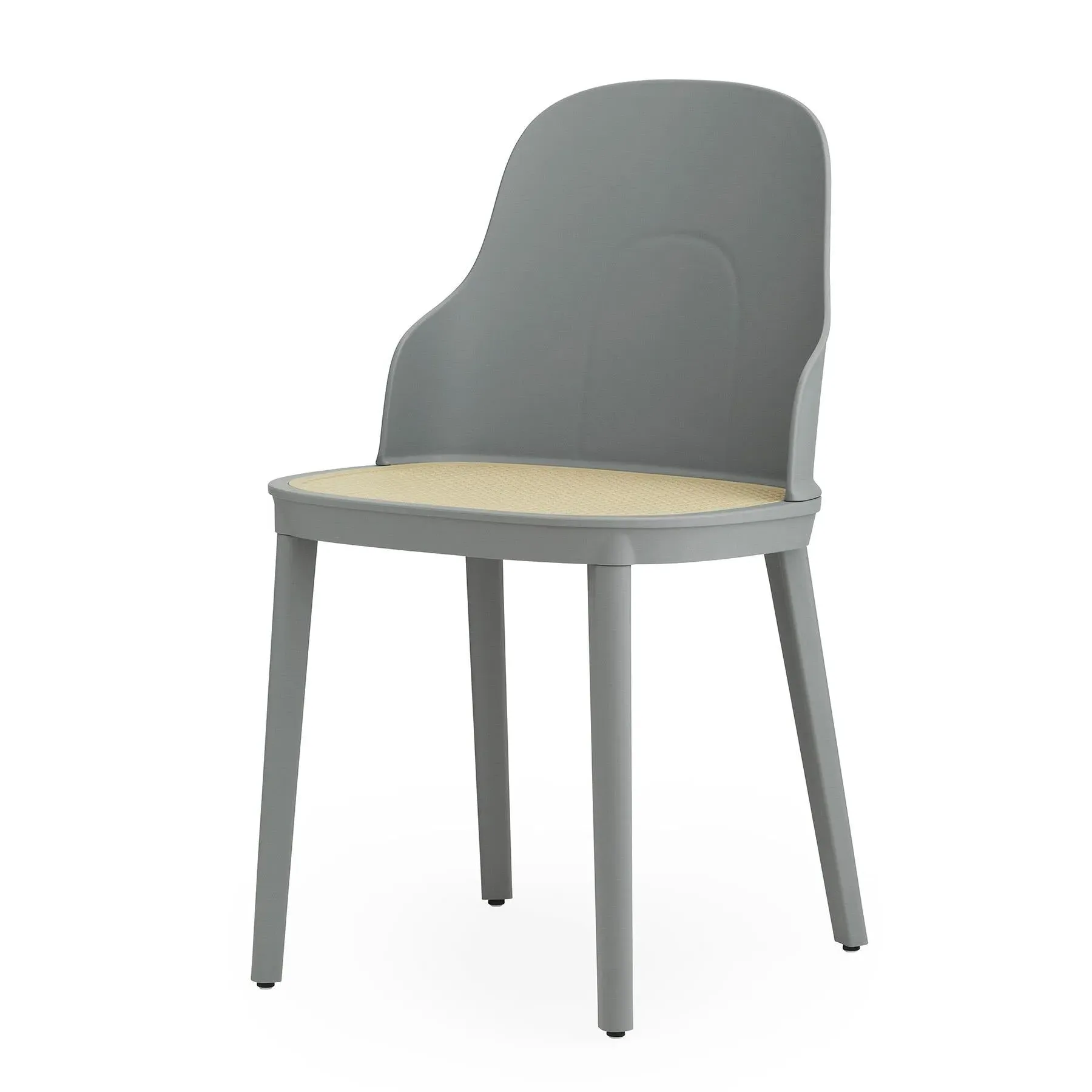 Dining Chair with Wicker Seat - Grey, Polypropylene