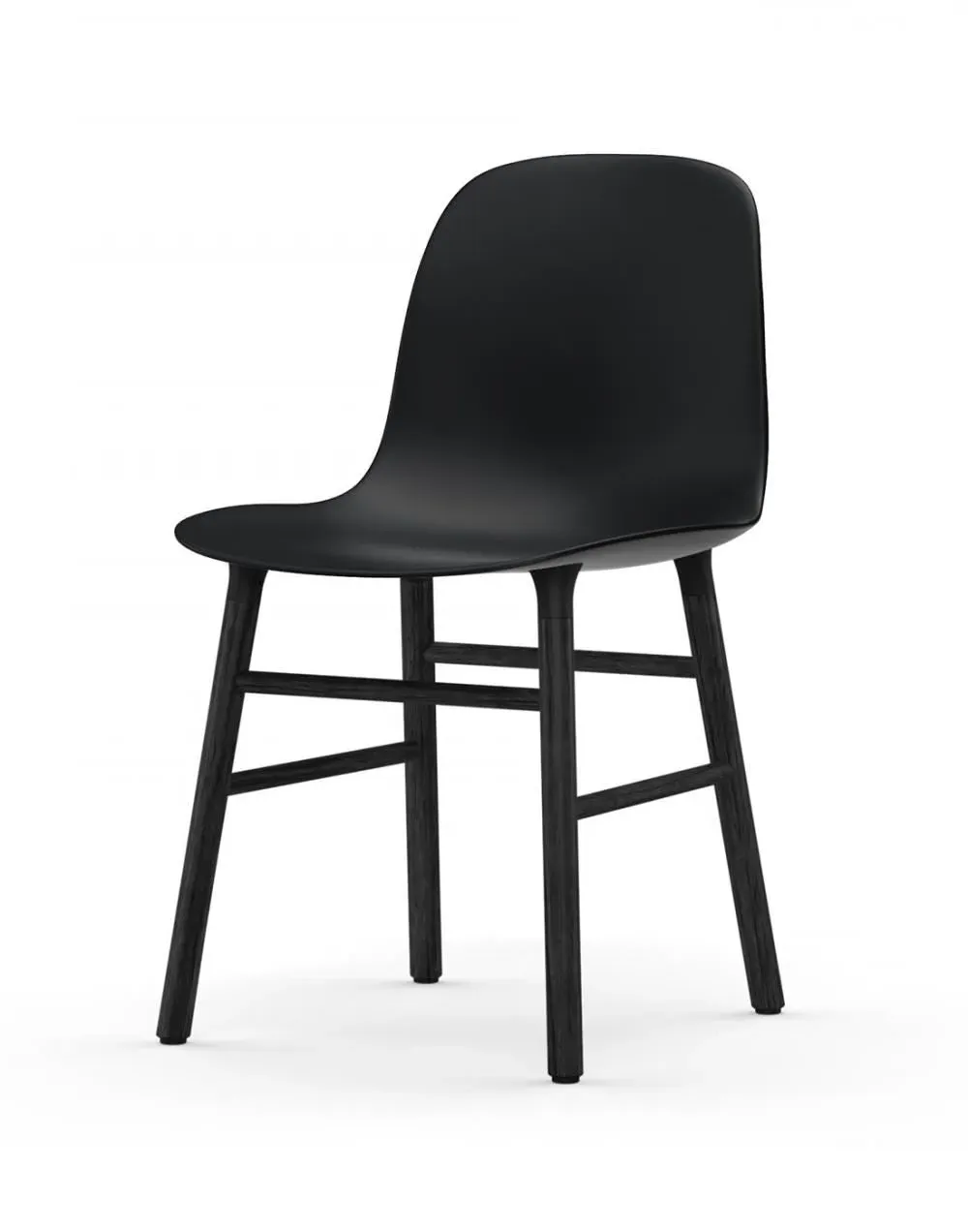 Form Chair with Wooden Legs - Black, Black Oak image