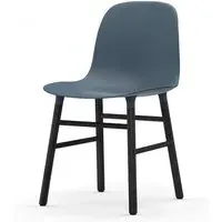 Form Chair with Wooden Legs - Blue, Black Oak