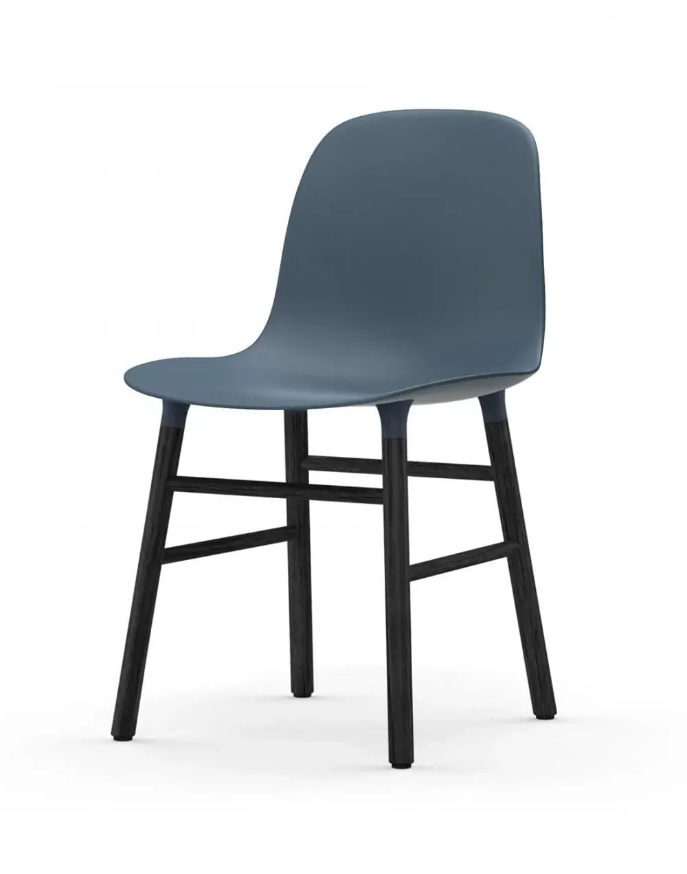 Form Chair with Wooden Legs - Blue, Black Oak