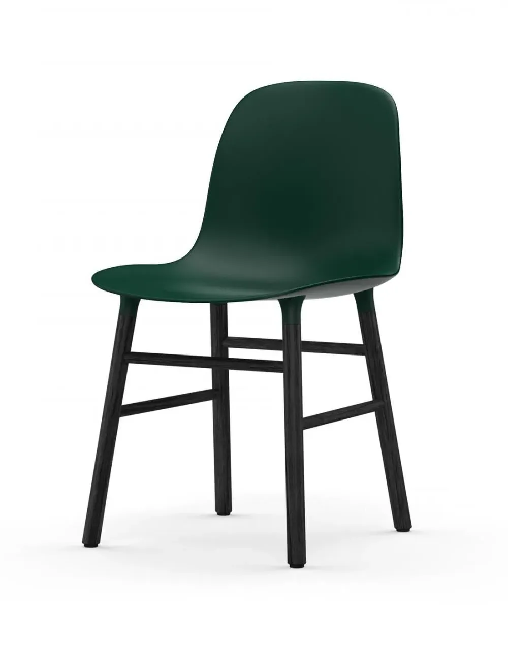 Form Chair with Wooden Legs - Green, Black Oak