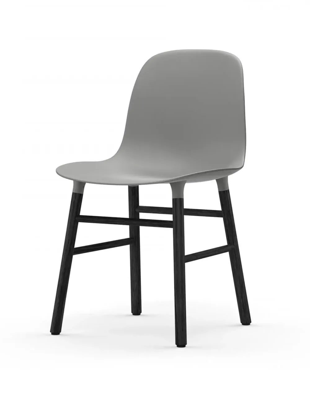 Form Chair with Wooden Legs - Grey, Black Oak