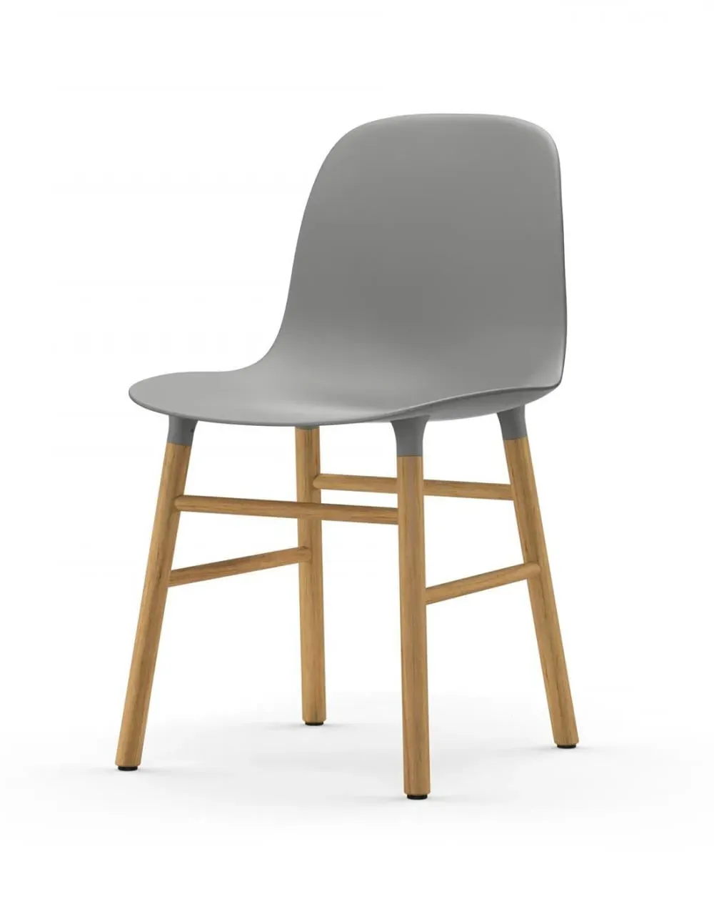 Form Chair with Wooden Legs - Grey, Oak
