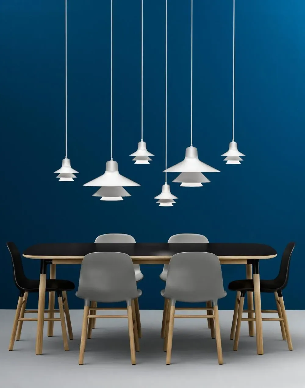 Form Chair with Wooden Legs - White, Black Oak