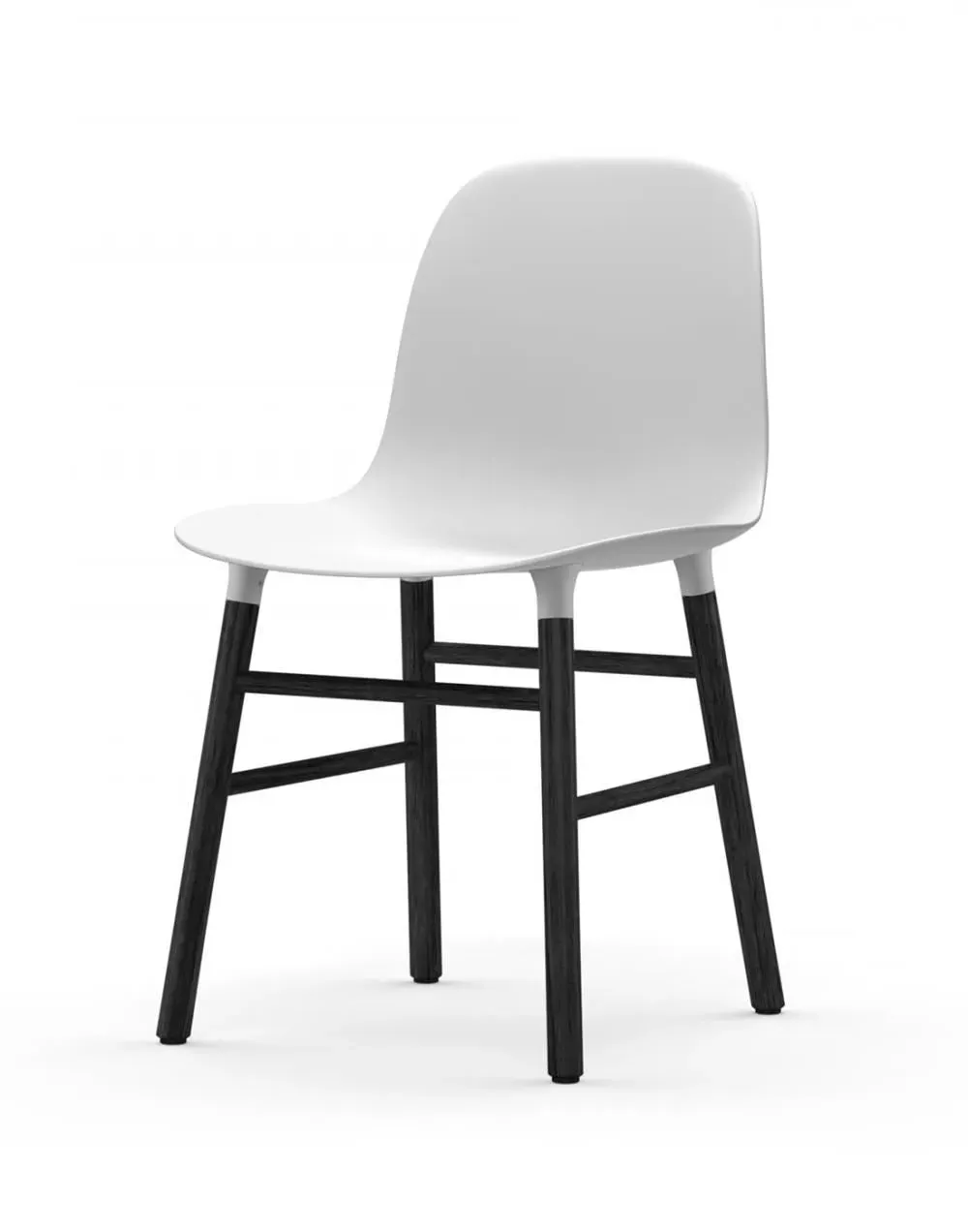 Form Chair with Wooden Legs - White, Black Oak