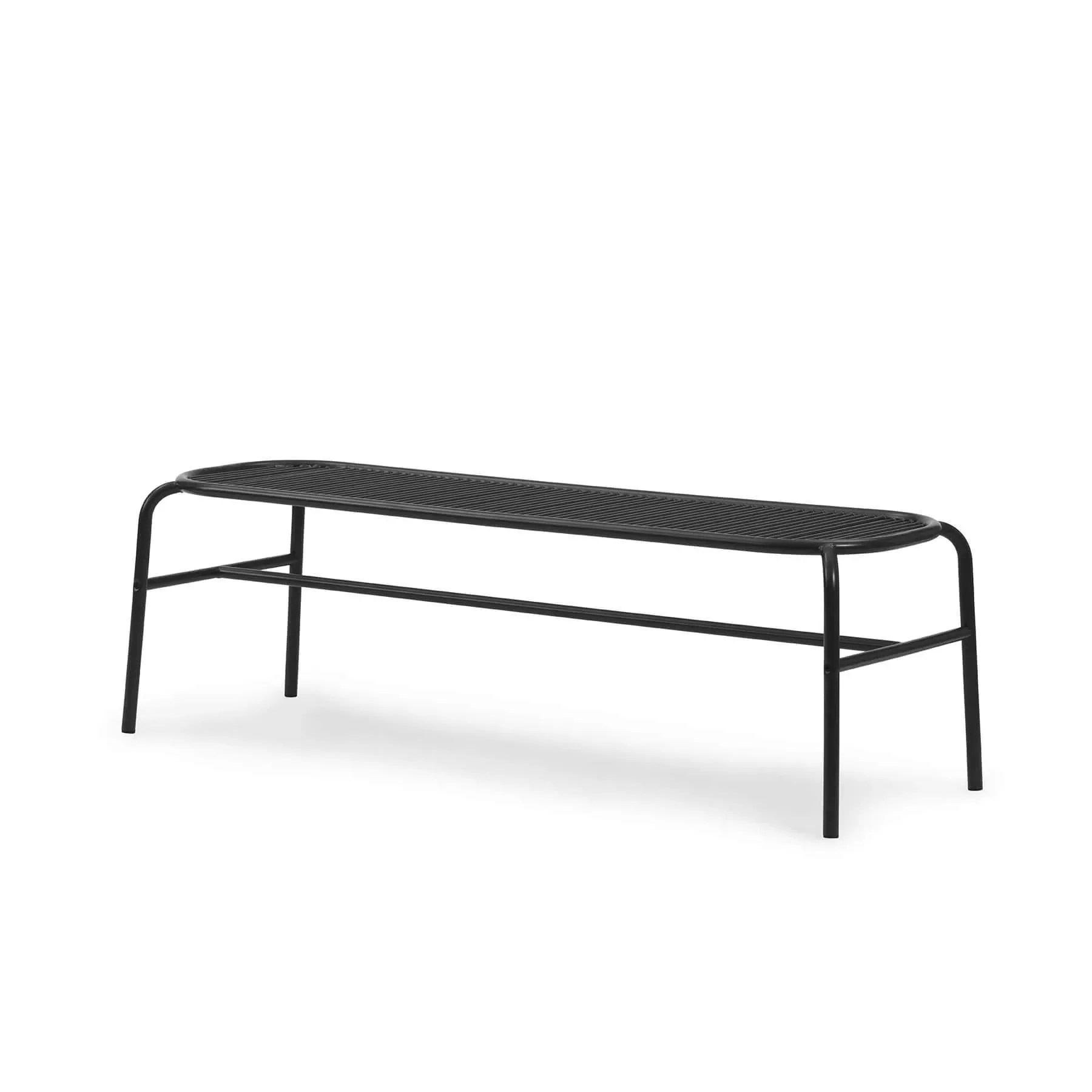 Garden Bench with Wood Seat - Black, Steel image