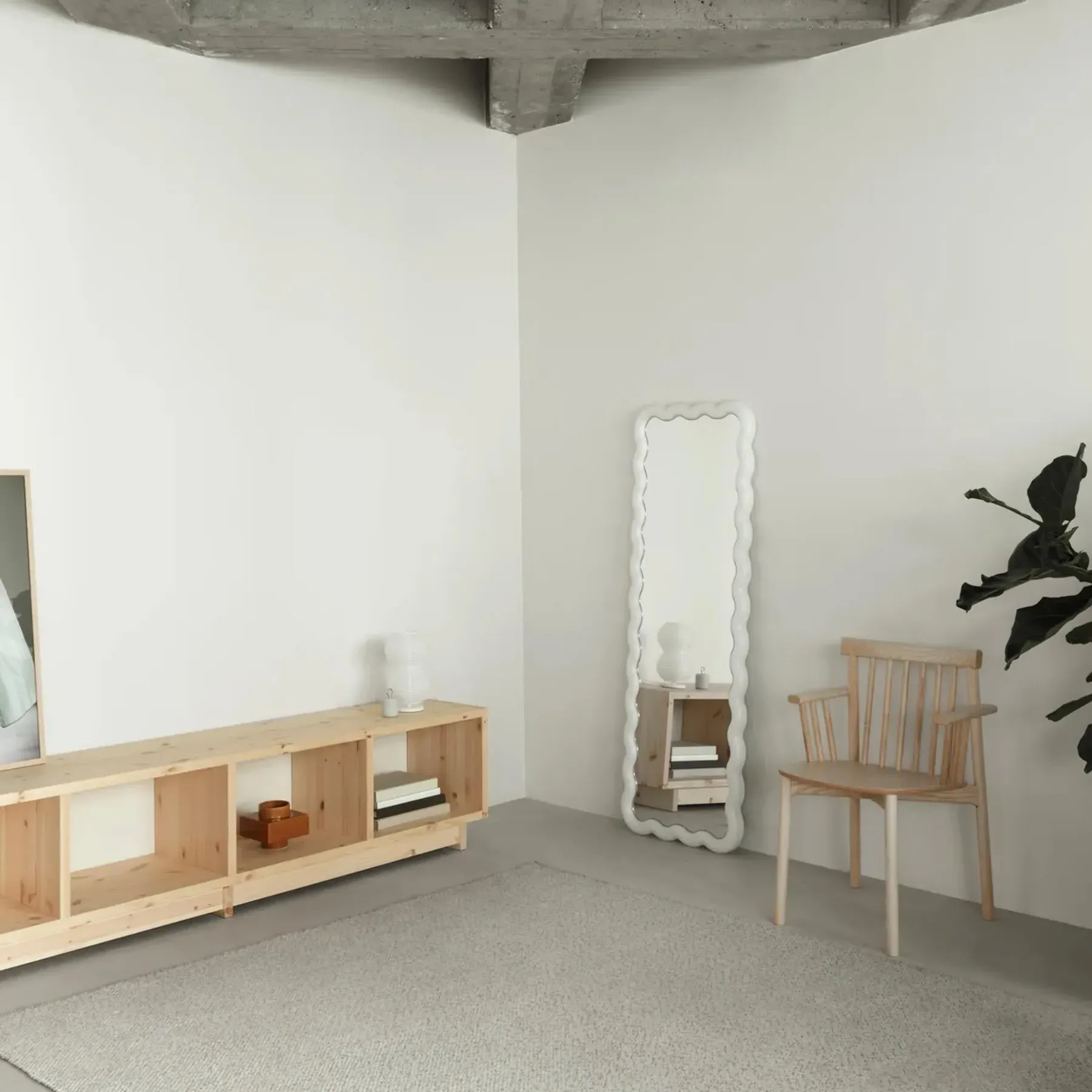 Large Mirror with LED Light - Wavy Frame