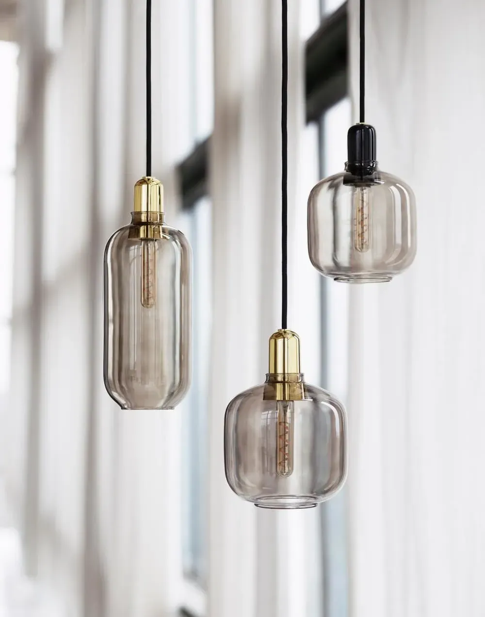 Large Pendant Light - Brass, Glass