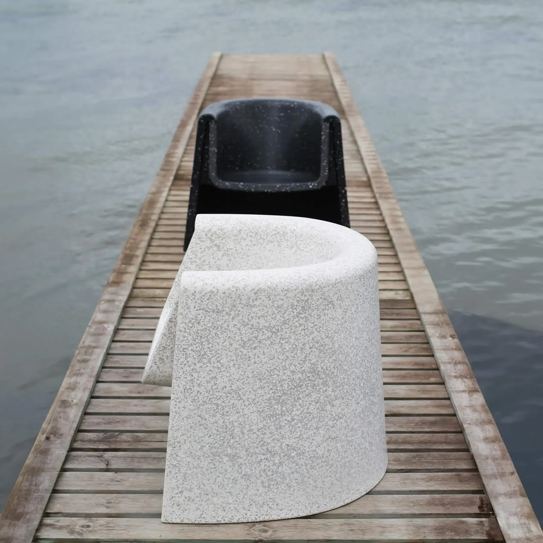 Lounge Chair with Pixelated Design - Black