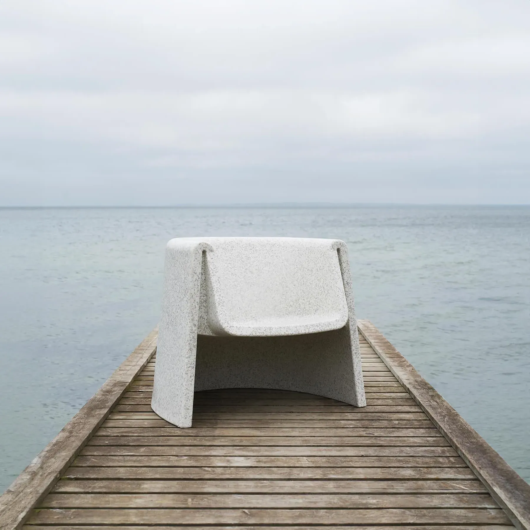 Lounge Chair with Pixelated Design - White