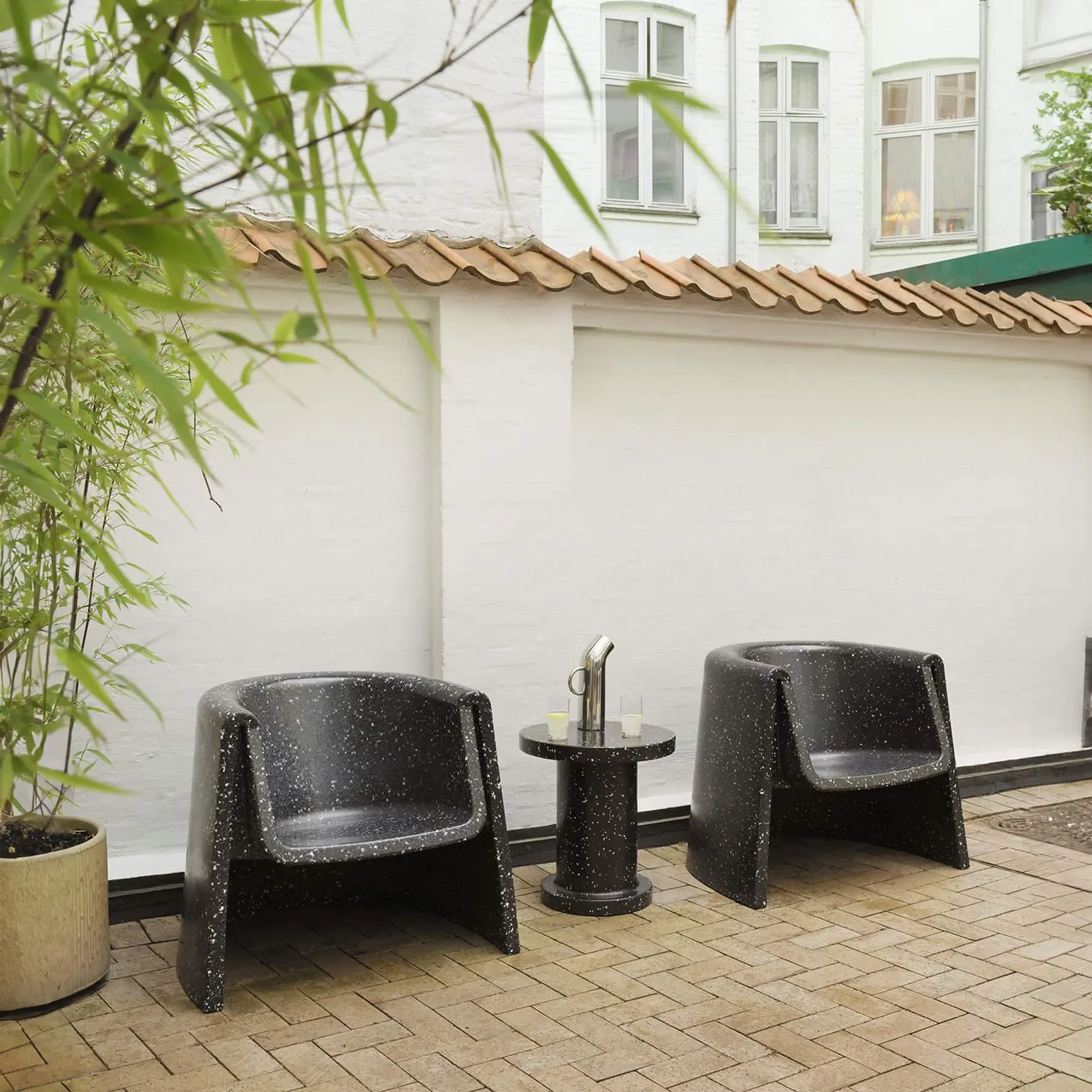 Lounge Chair with Pixelated Design - White