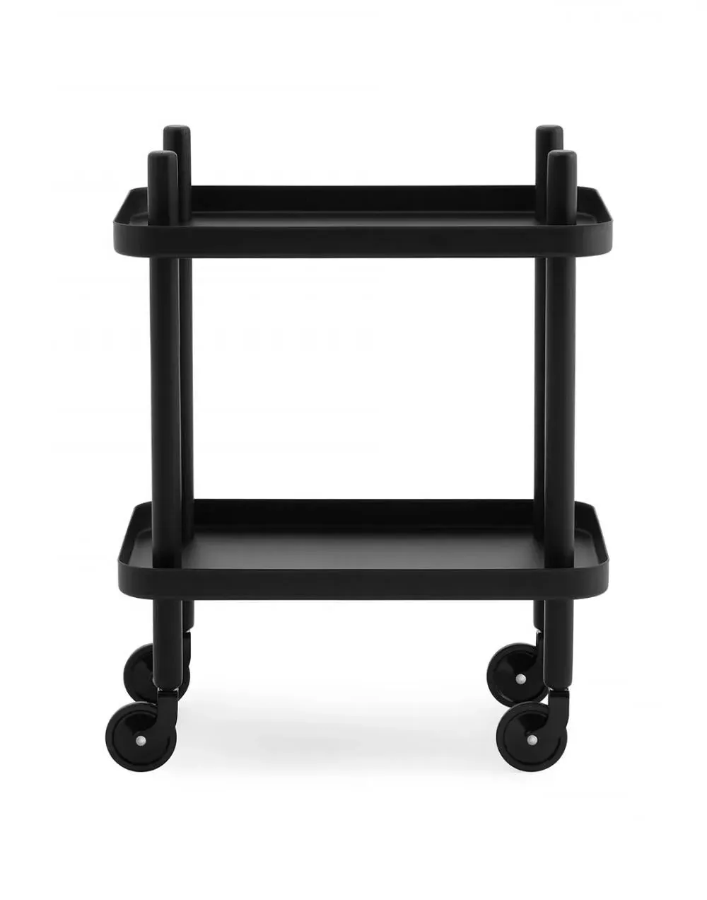 Round Block Table with Shelf - White