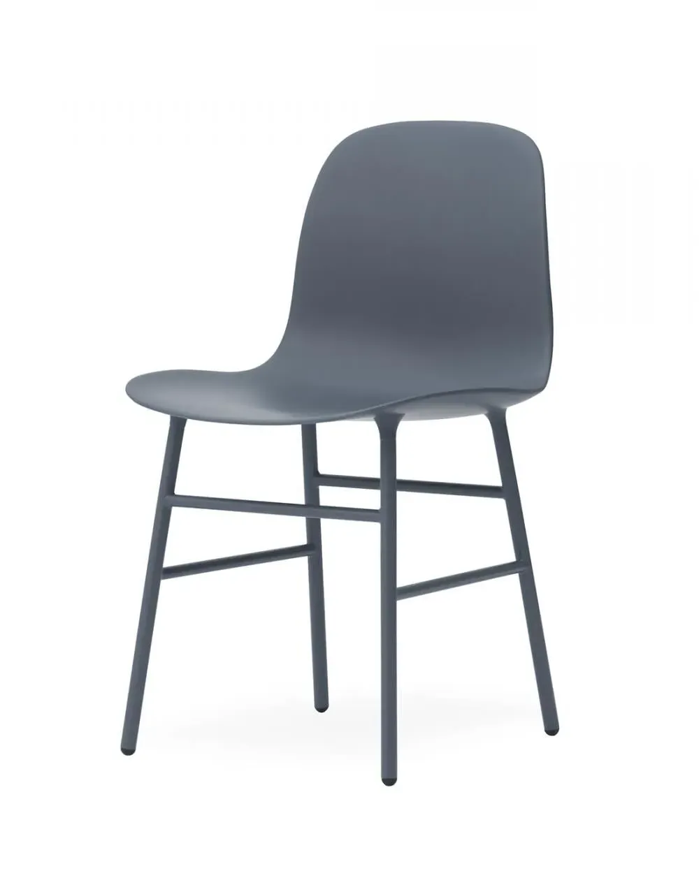 Shell Chair with Metal Legs - Blue, Plastic