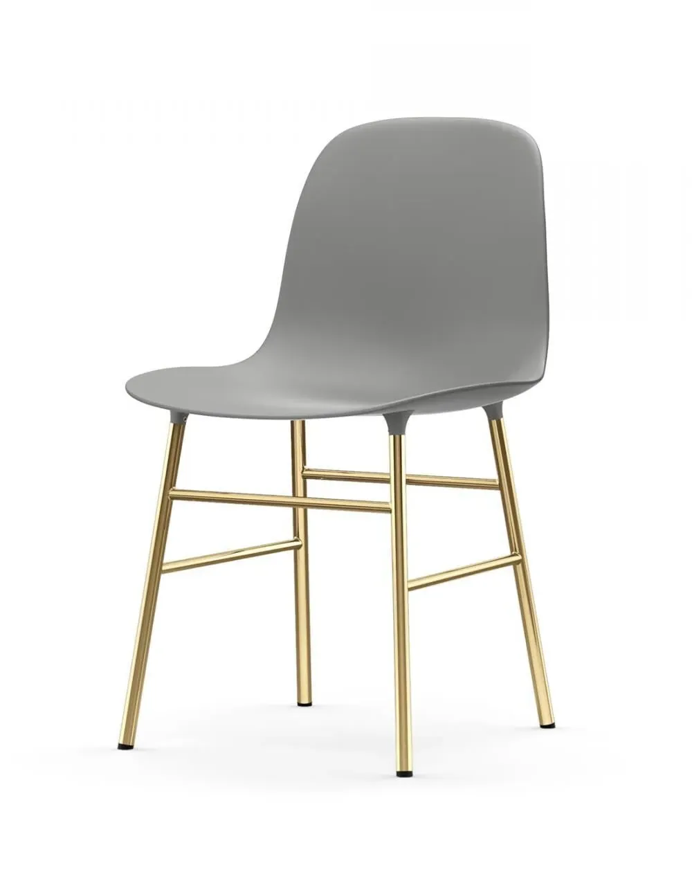 Shell Chair with Metal Legs - Grey, Plastic
