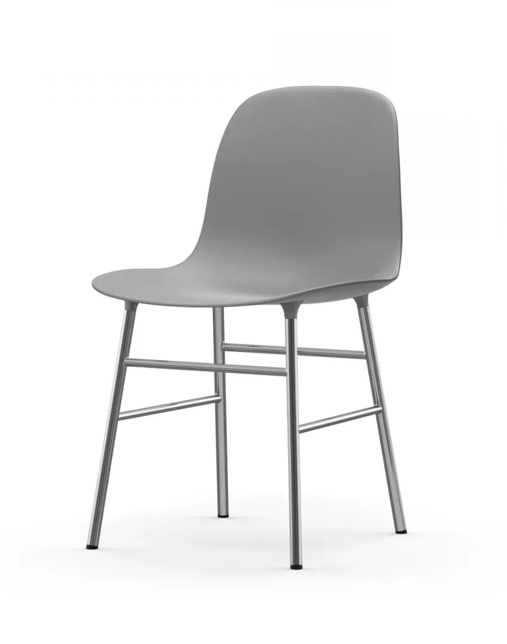 Shell Chair with Metal Legs - Grey, Plastic
