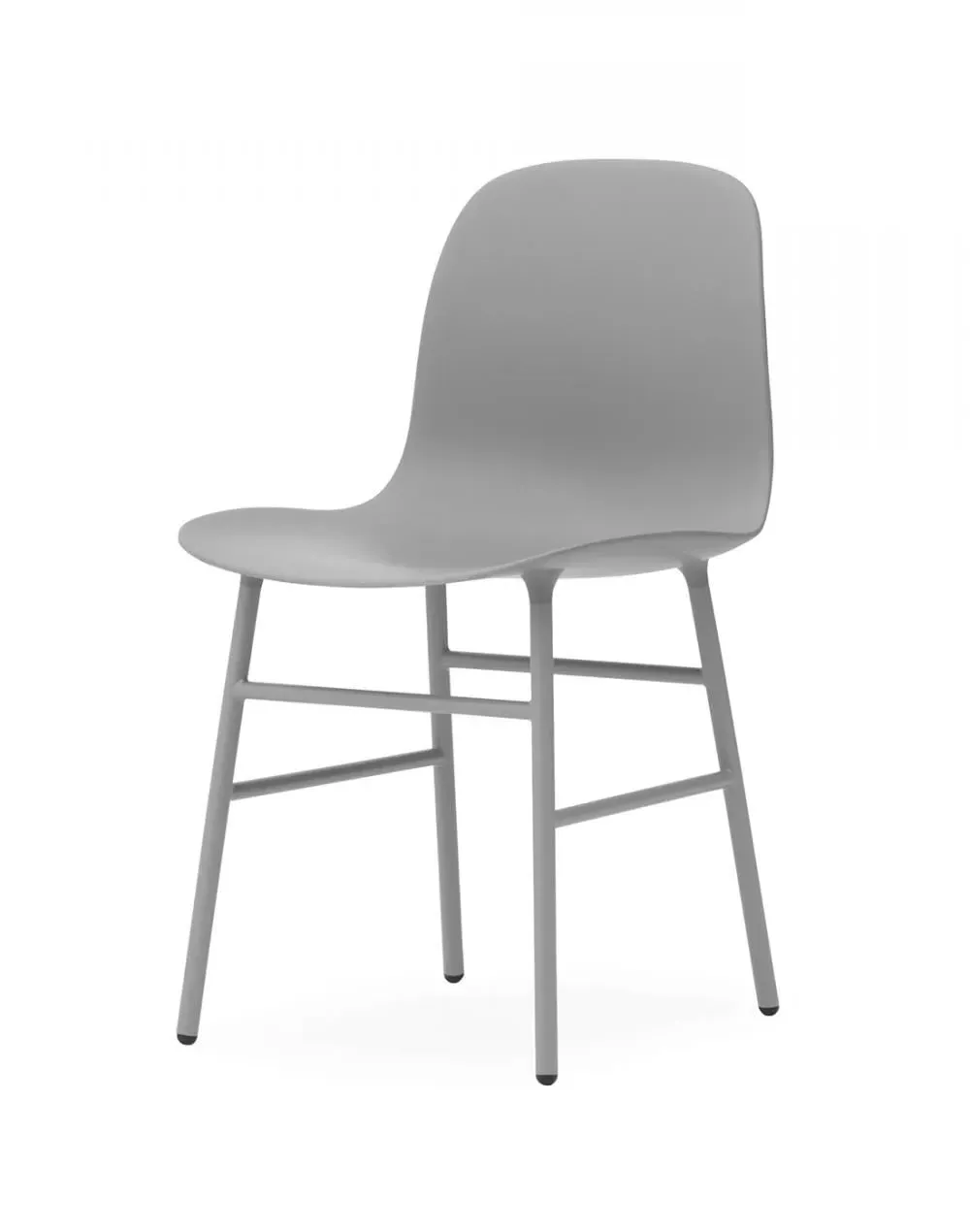Shell Chair with Metal Legs - Grey, Plastic