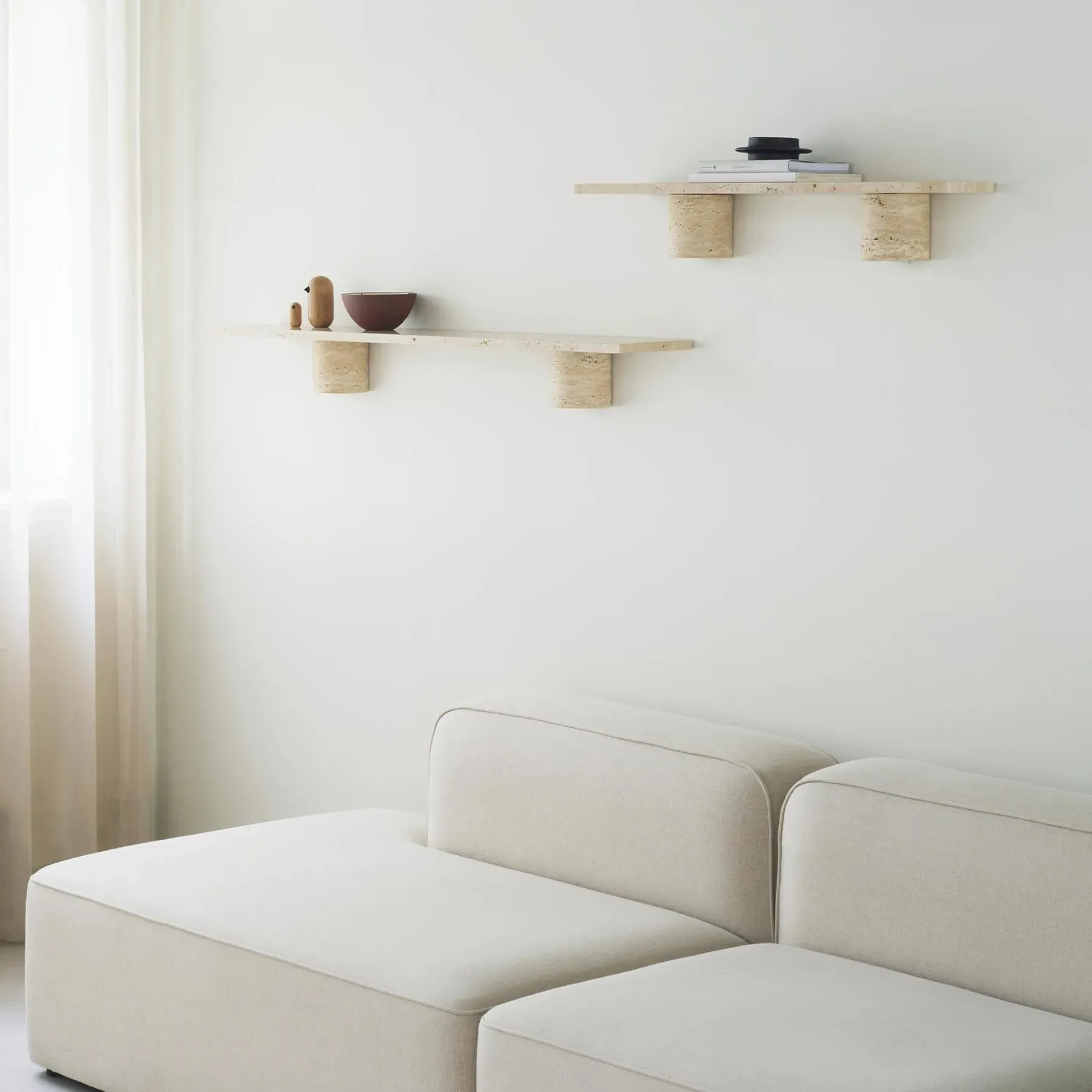 Small Wall Shelf with Brackets - Black, Marble