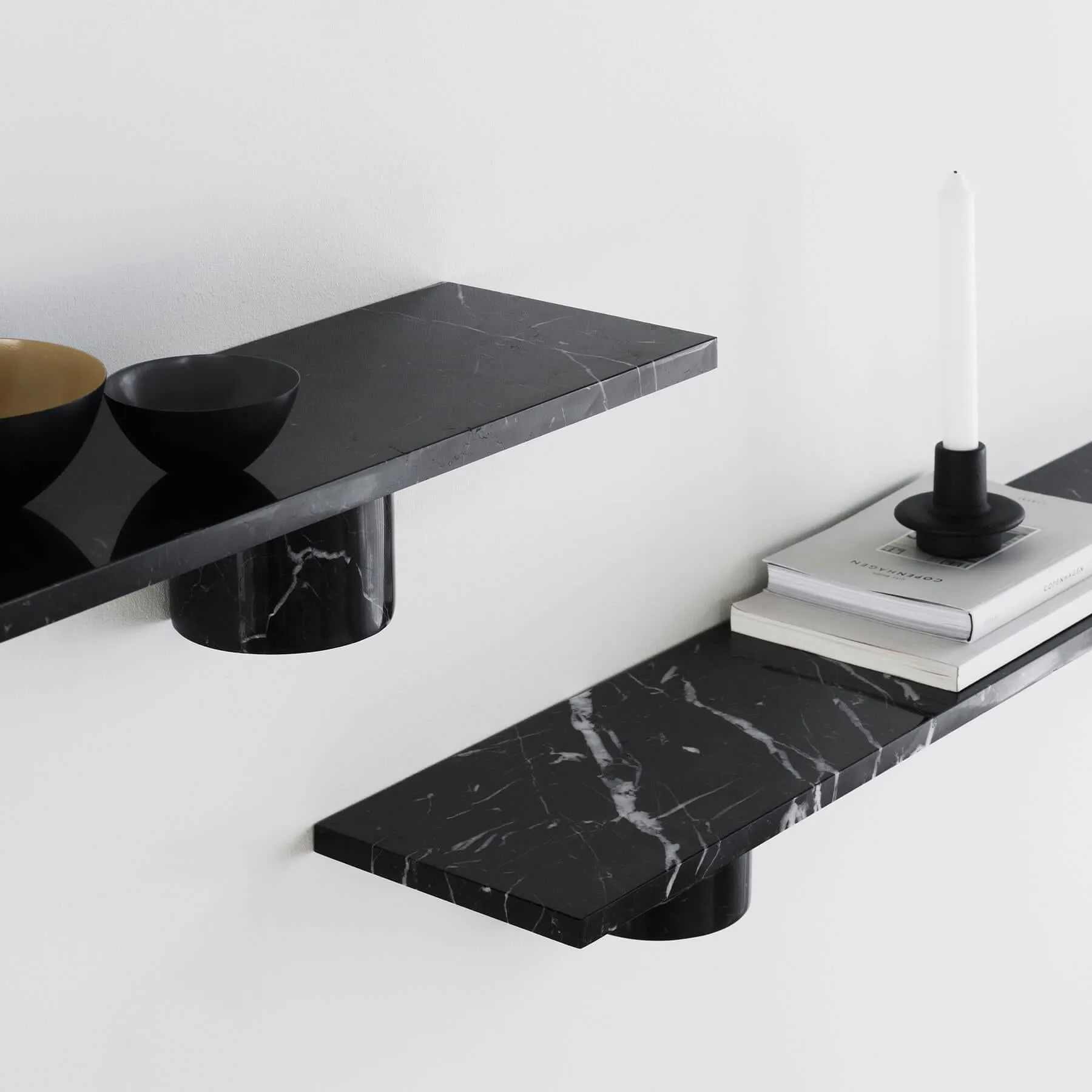 Small Wall Shelf with Brackets - Travertine