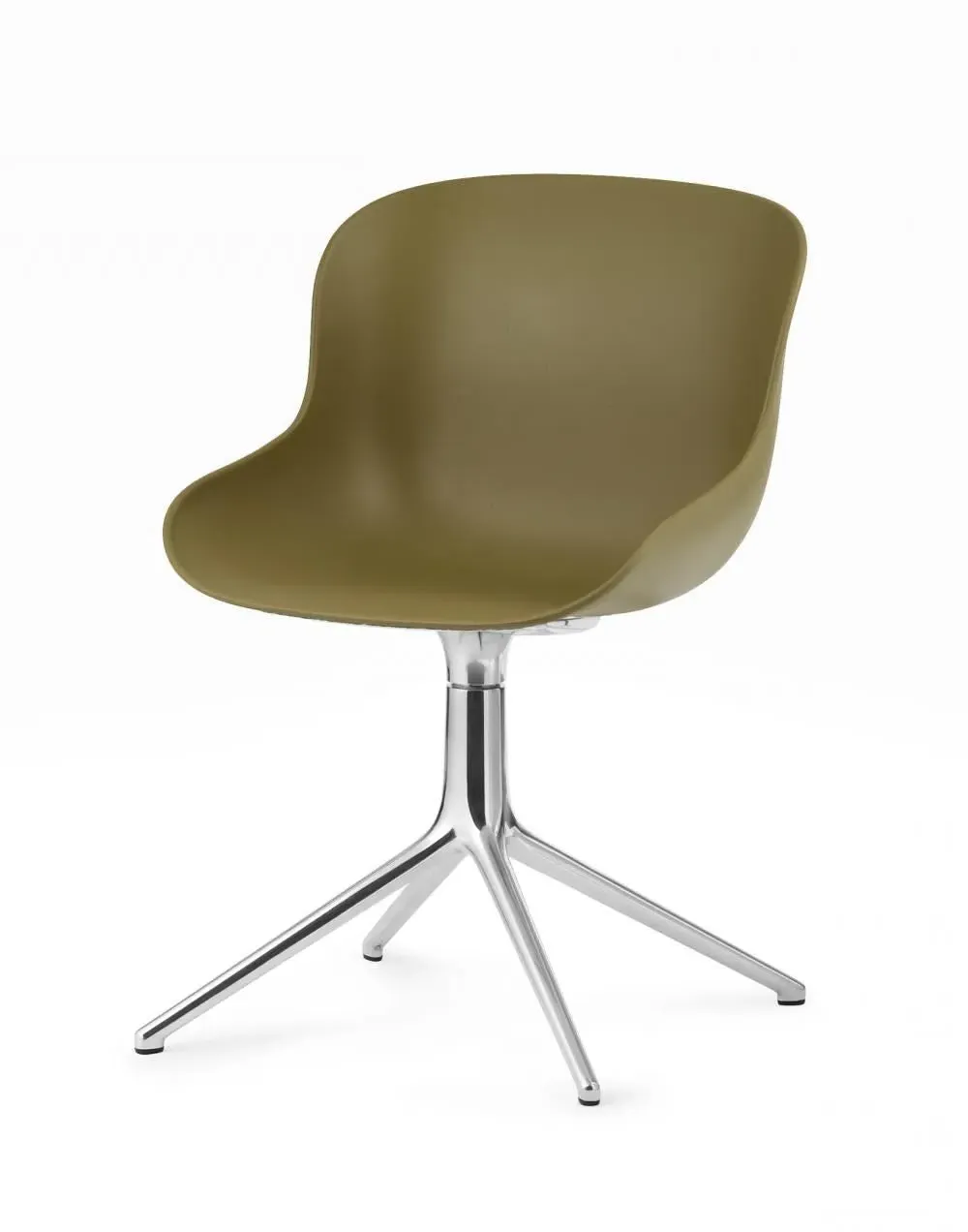 Swivel Office Chair with Arms - Olive, Aluminium