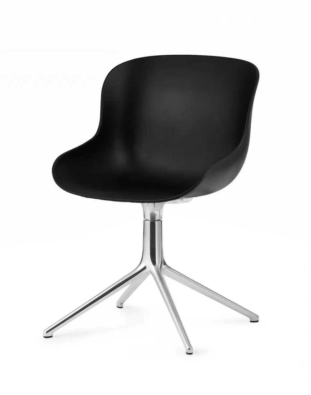 Swivel Office Chair with Curves - Black, Aluminium image