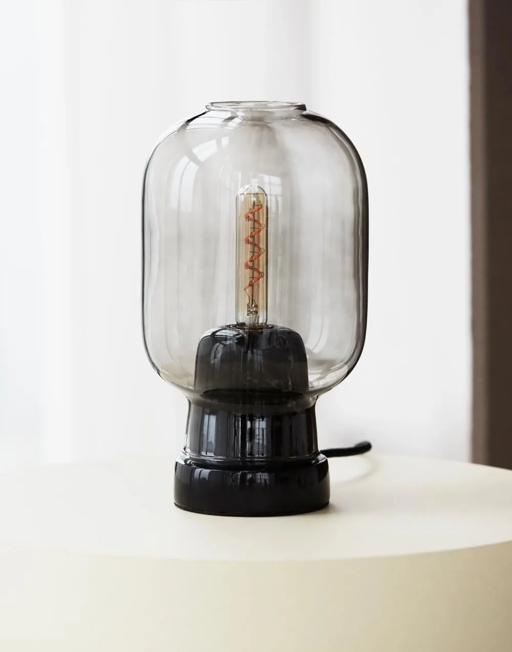 Table Lamp with Marble Base - Smoke, Glass