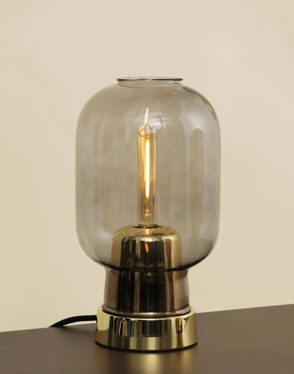 Table Lamp with Marble Base - Smoke, Glass