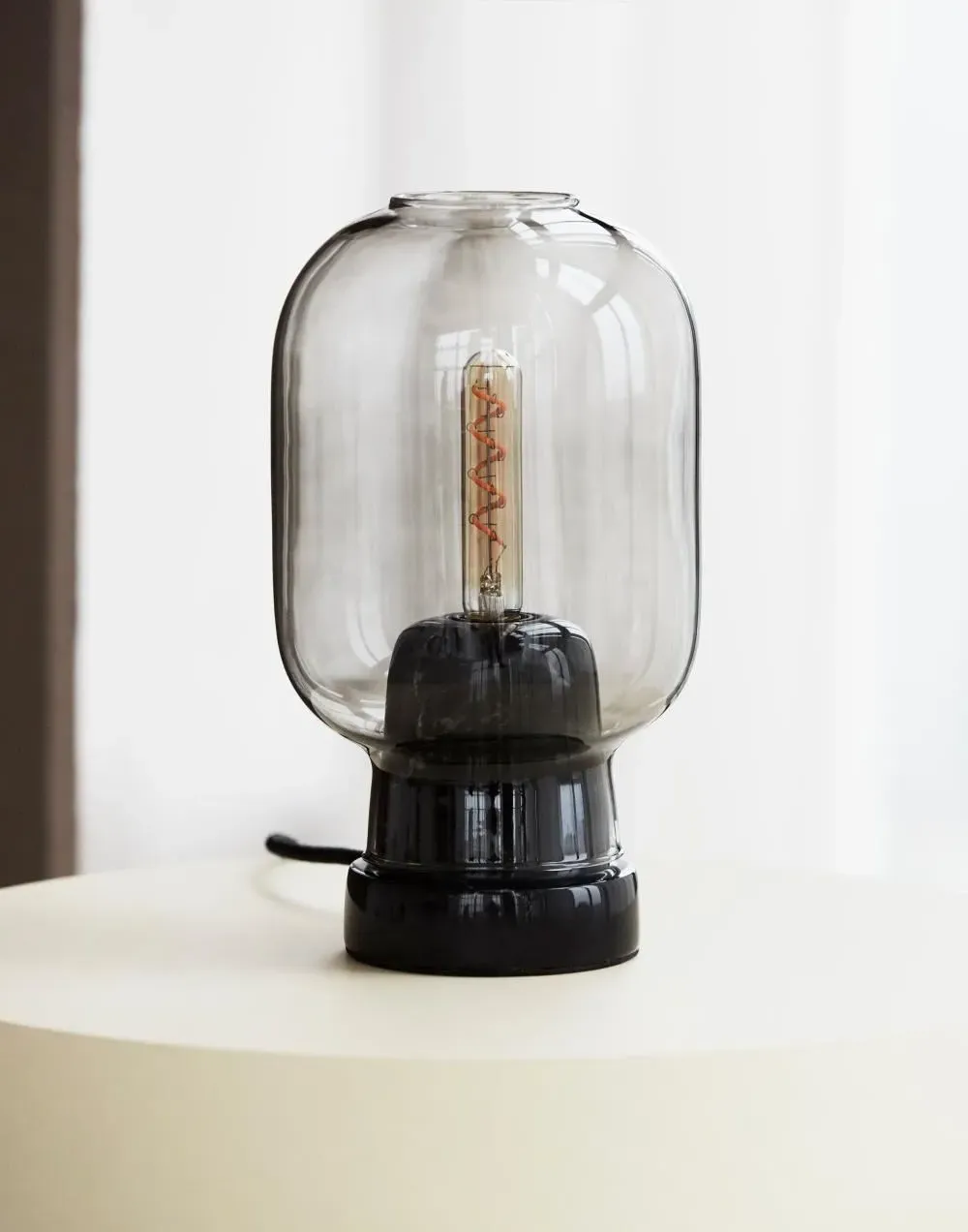 Table Lamp with Marble Base - Smoke, Glass