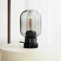 Table Lamp with Marble Base - Smoke, Glass