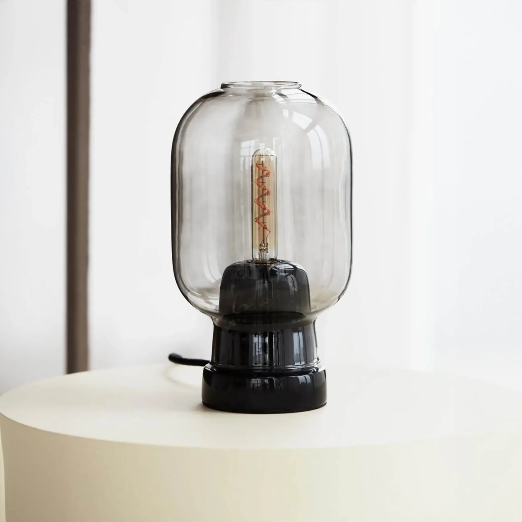 Table Lamp with Marble Base - Smoke, Glass