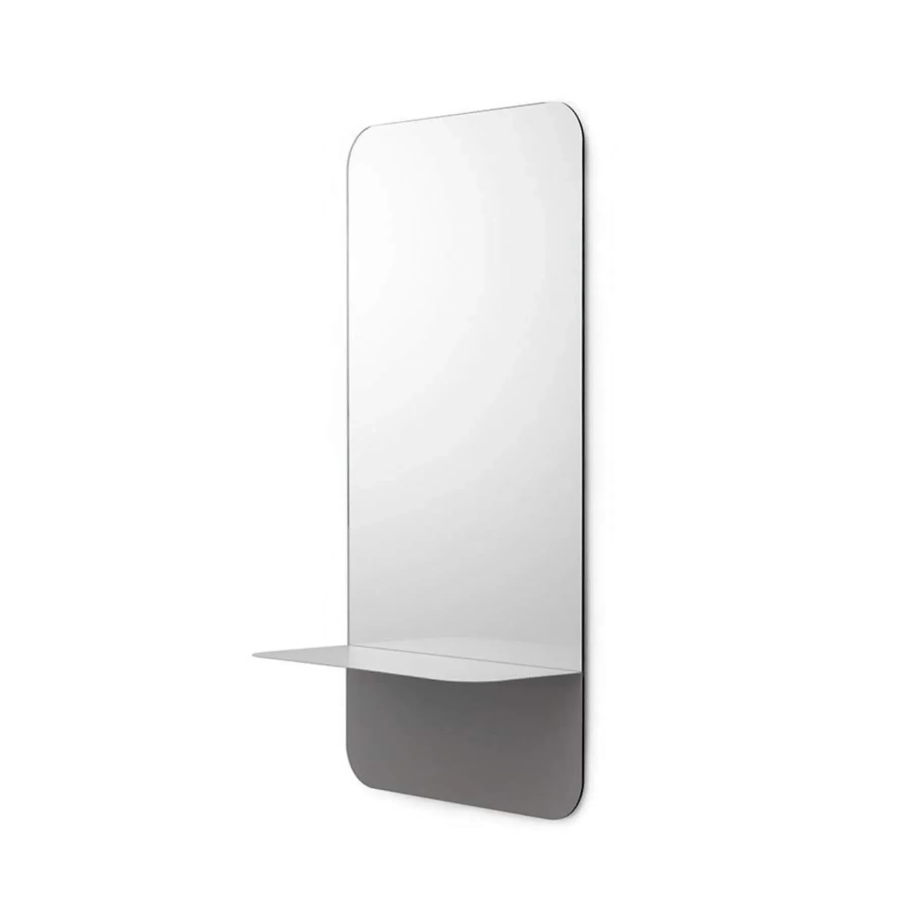 Vertical Wall Mirror with Shelf - Grey, Steel image
