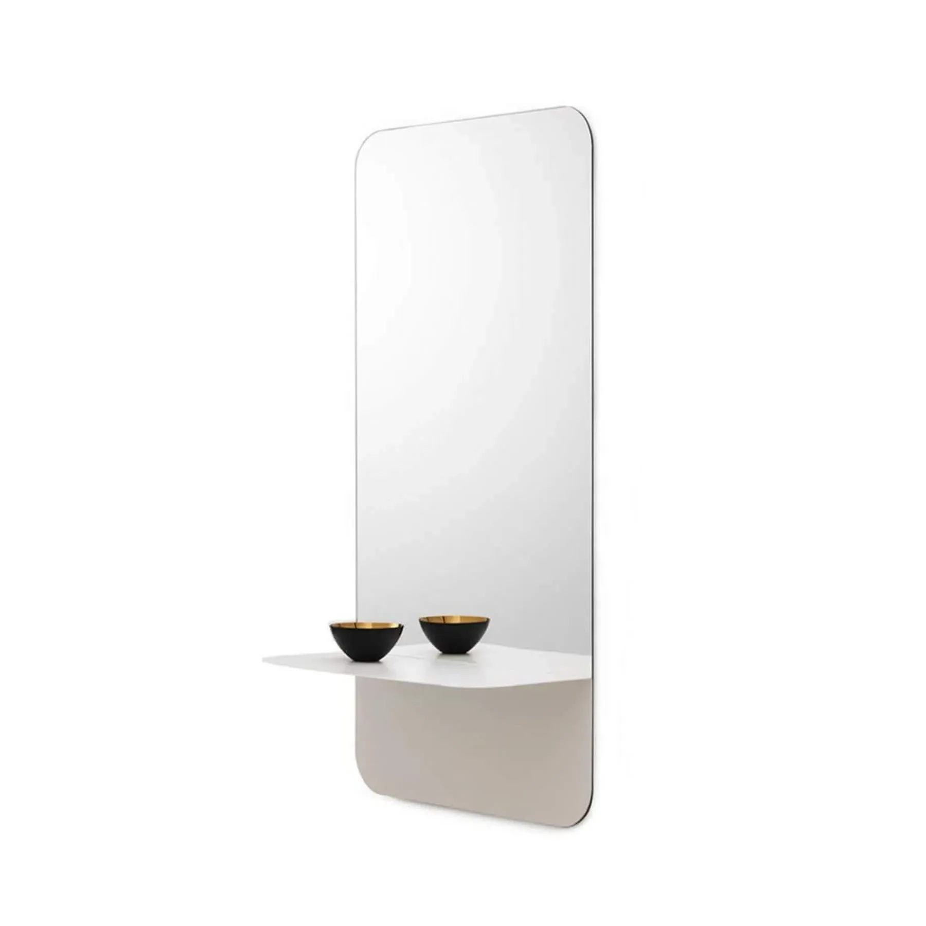 Vertical Wall Mirror with Shelf - Steel