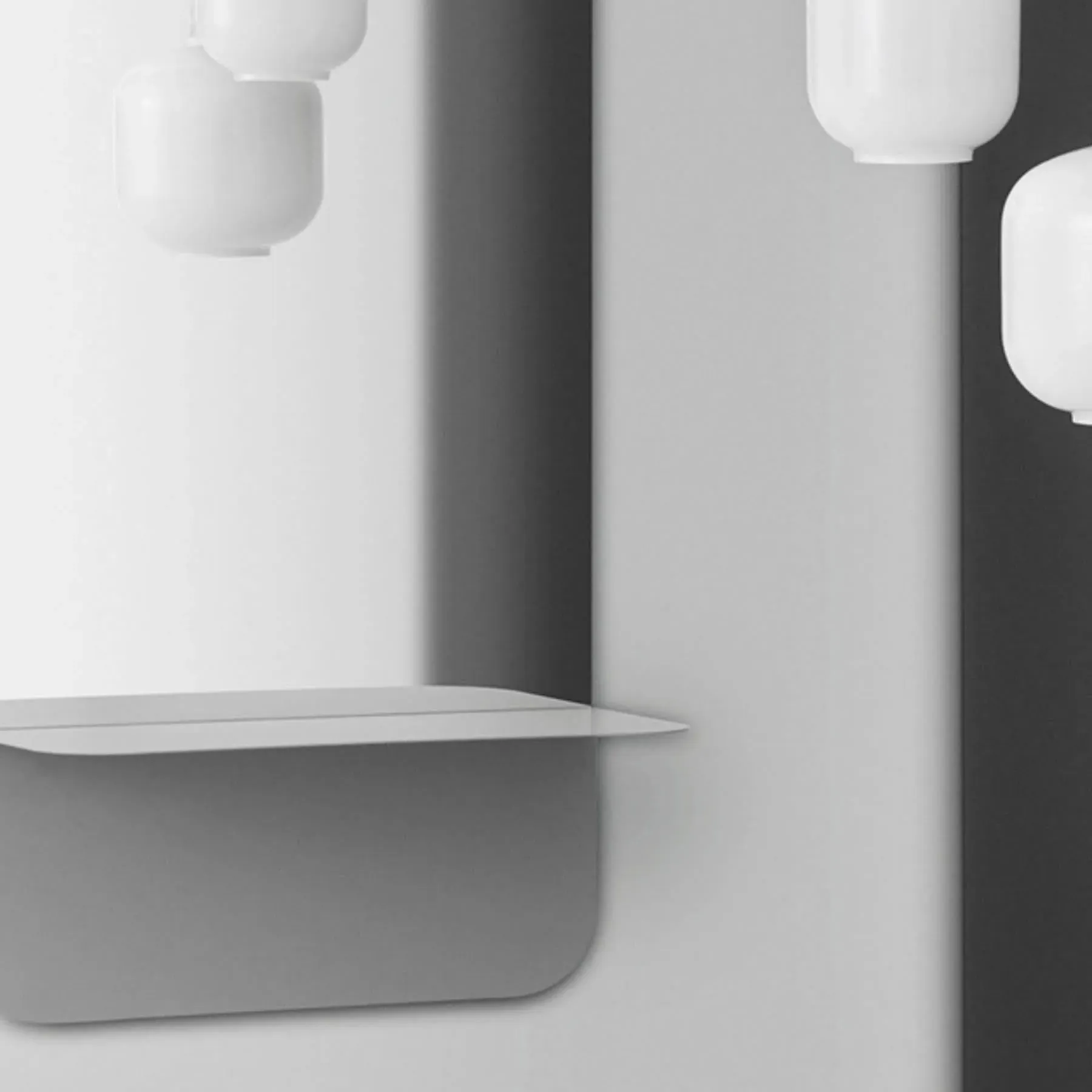 Vertical Wall Mirror with Shelf - White, Steel