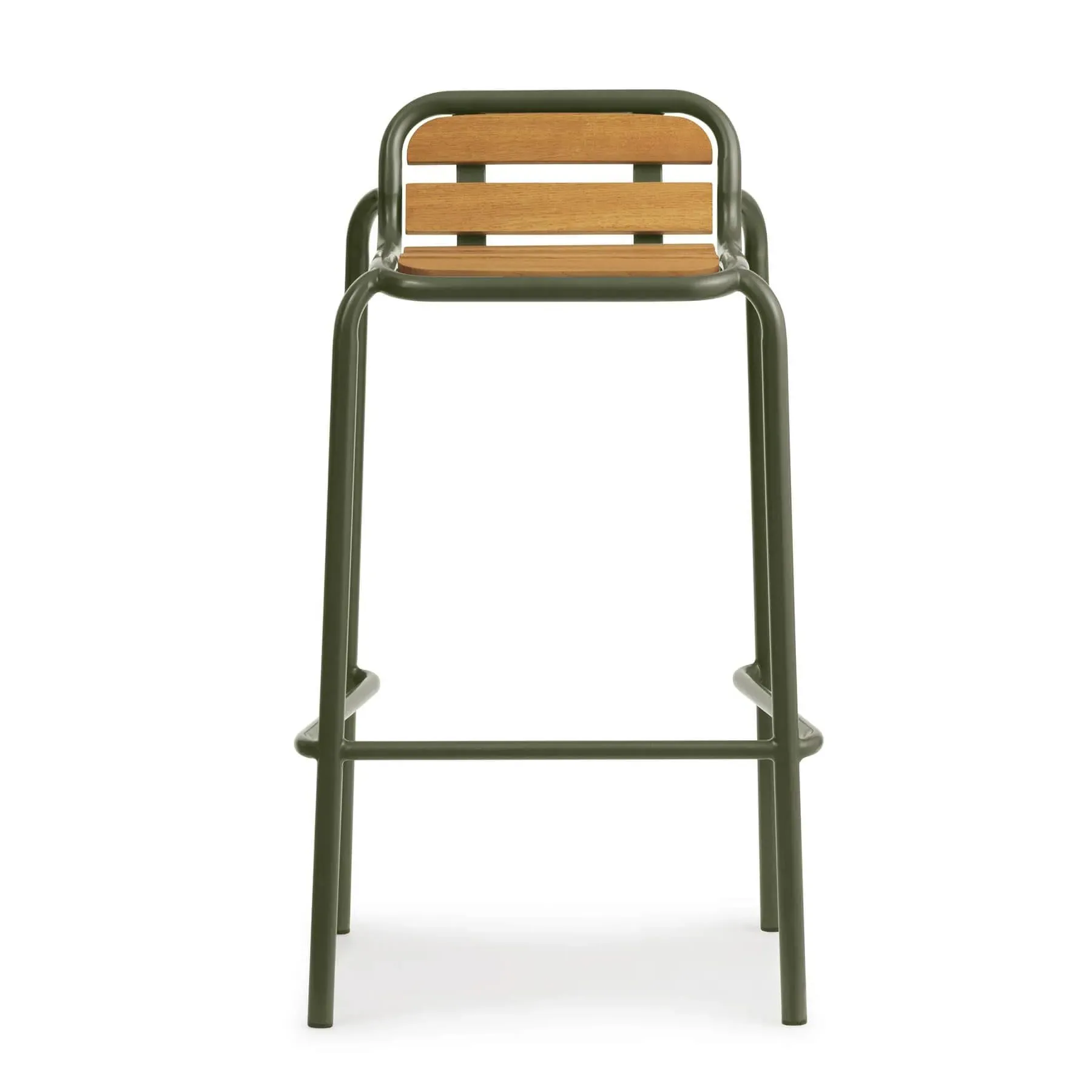 Vig Wooden Garden Barstool 65cm - Green, Steel