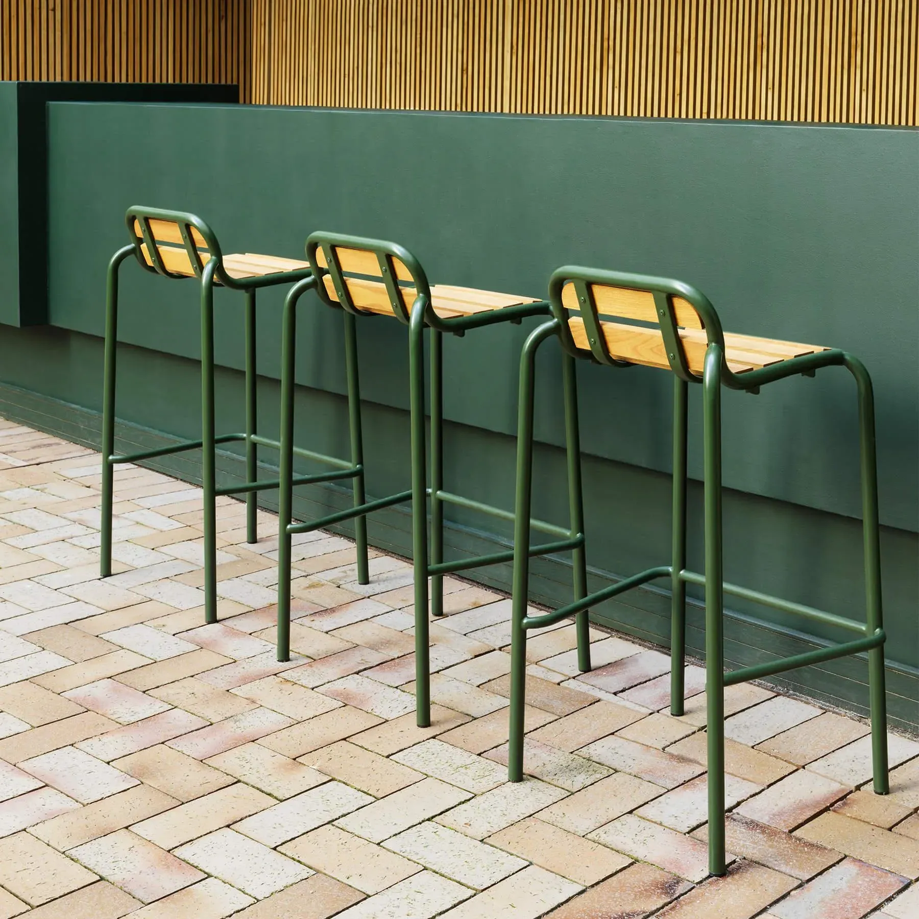 Vig Wooden Garden Barstool 75cm - Black, Steel