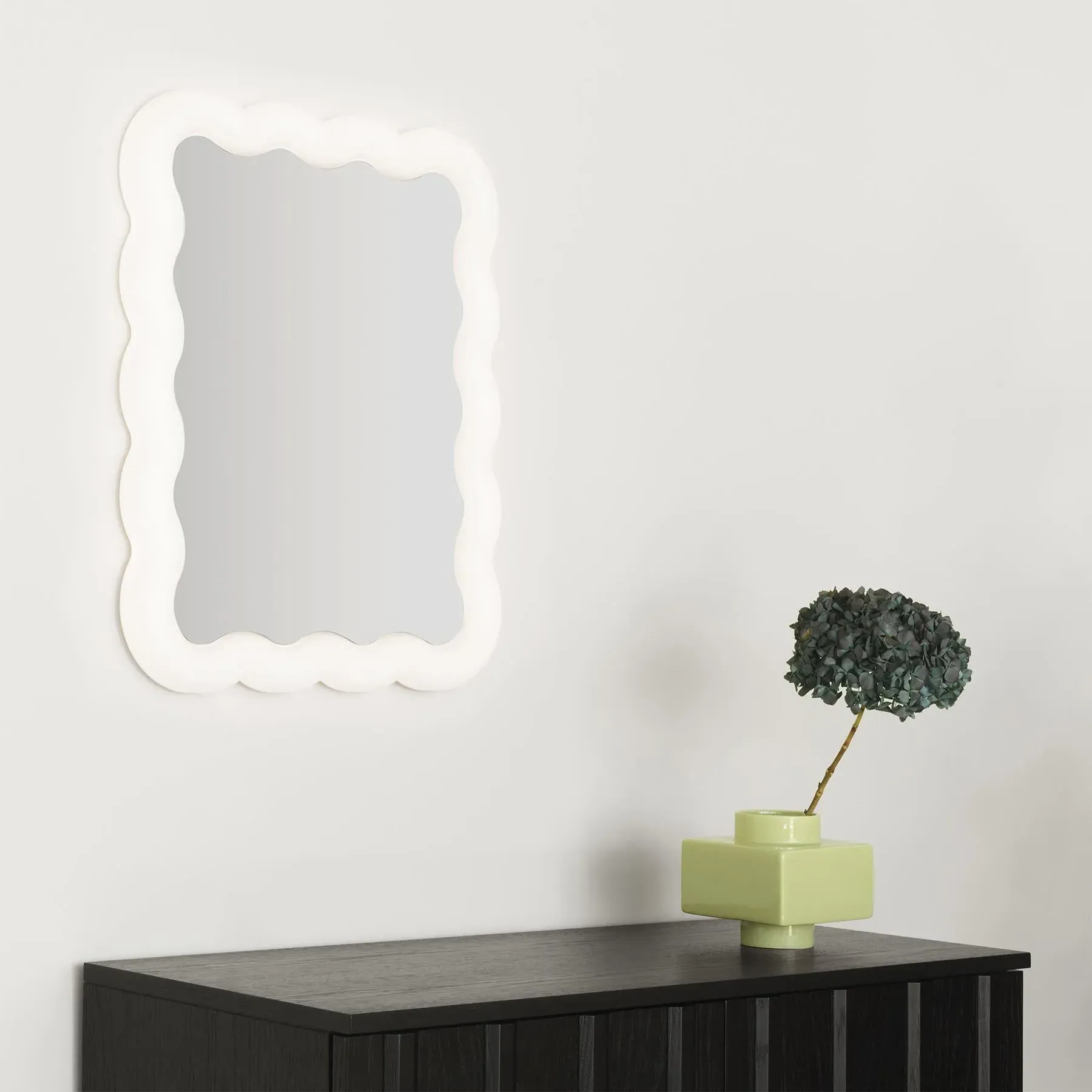 Wall Mirror with LED Light - Wavy Frame