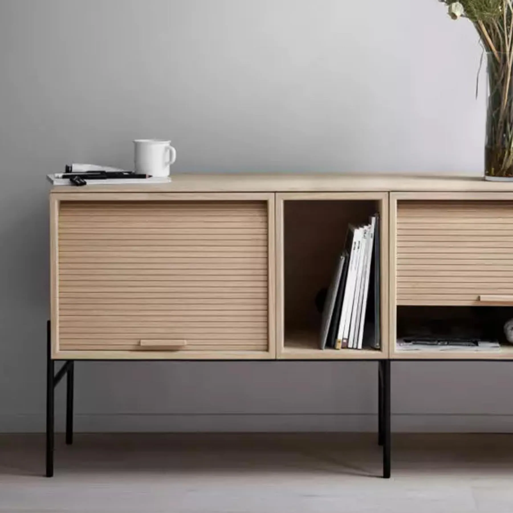 150cm Storage System with High Legs - Smoked Oak