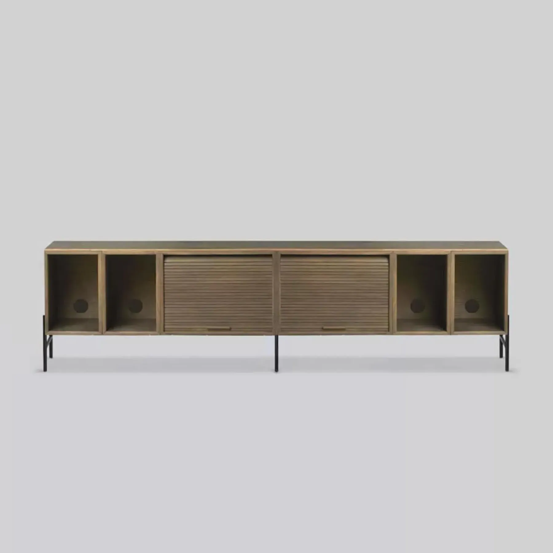 200cm Storage System with Low Legs - Smoked Oak