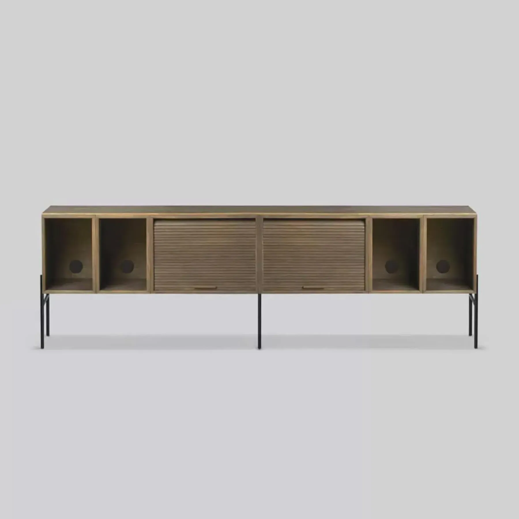 200cm Storage System with Roller Door - Smoked Oak